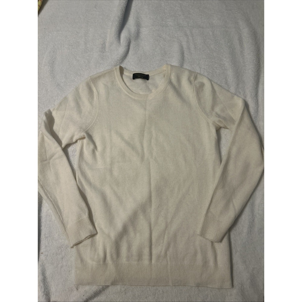 Charter Club Cashmere Sweater Womens Small Cream  Crewneck Long Sleeve Pullover